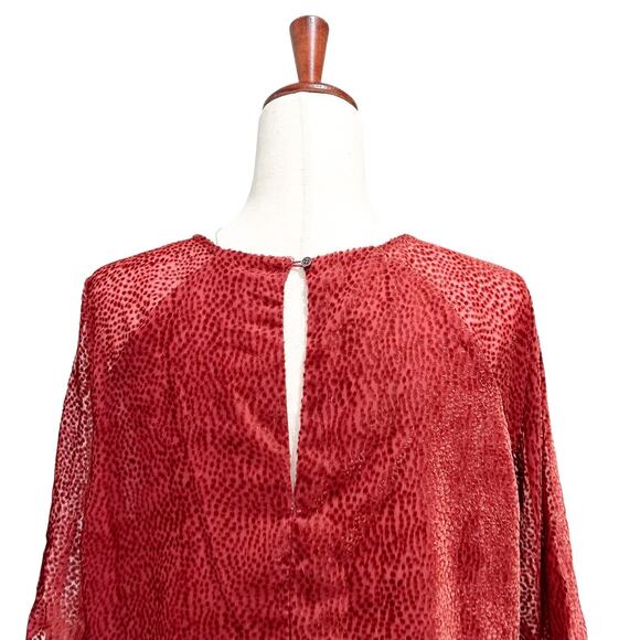 Jigsaw Top Women Size 10‎ Red Tufted Velvet Dots Dressy Layered Blouse (15) - Picture 8 of 11